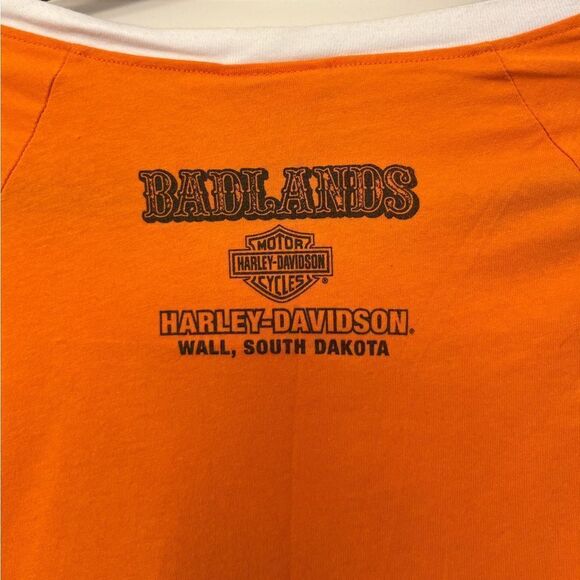 HARLEY DAVIDSON Short Sleeve V-Neck T-Shirt Orange Women’s Size Medium - Picture 5 of 7